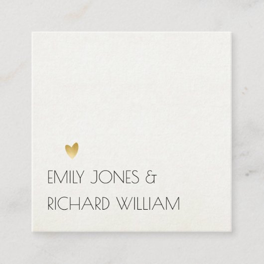 シンプルエレガントクラフト白タイポグラフィ結婚ズ スクエア名刺 (正面)
