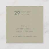 シンプルエレガントクラフト白タイポグラフィ結婚ズ スクエア名刺 (裏面)