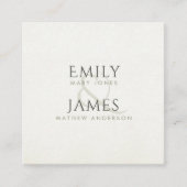 シンプルエレガントクラフト白タイポグラフィ結婚ズ スクエア名刺 (正面)