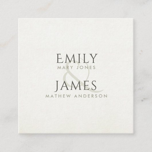 シンプルエレガントクラフト白タイポグラフィ結婚ズ スクエア名刺 (正面)