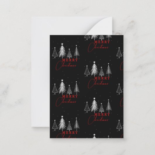 シンプルエレガントクリスマスのミニファミリーフォトブラック ノートカード (裏面)