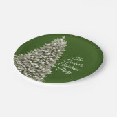 シンプルエレガントクリスマスの木ダークグリーンパーティー ペーパープレート (アングル)