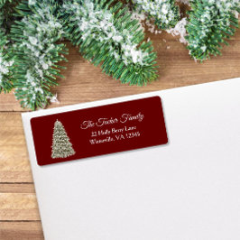 シンプルエレガントクリスマスの木パーティの招待状赤 ラベル