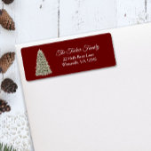 シンプルエレガントクリスマスの木パーティの招待状赤 ラベル