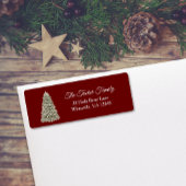 シンプルエレガントクリスマスの木パーティの招待状赤 ラベル