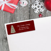 シンプルエレガントクリスマスの木パーティの招待状赤 ラベル