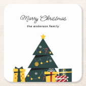 シンプルエレガントクリスマスツリー スクエアペーパーコースター (正面)