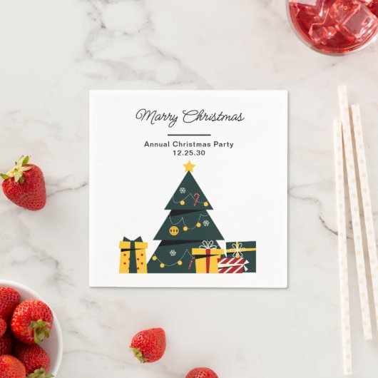 シンプルエレガントクリスマスツリー スタンダードカクテルナプキン (インサイチュ)