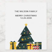 シンプルエレガントクリスマスツリー ワインラベル (シングルラベル)