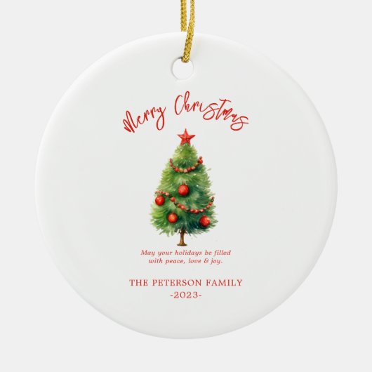 シンプルエレガントクリスマスパイン セラミックオーナメント (正面)