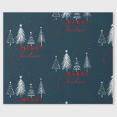 シンプルエレガントクリスマスパイン |ネイビーブルー ラッピングペーパー (フラット)