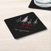 シンプルエレガントクリスマスパイン |黒 ペーパーコースター (アングル)