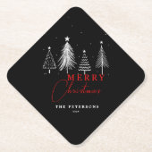 シンプルエレガントクリスマスパイン |黒 ペーパーコースター (正面)