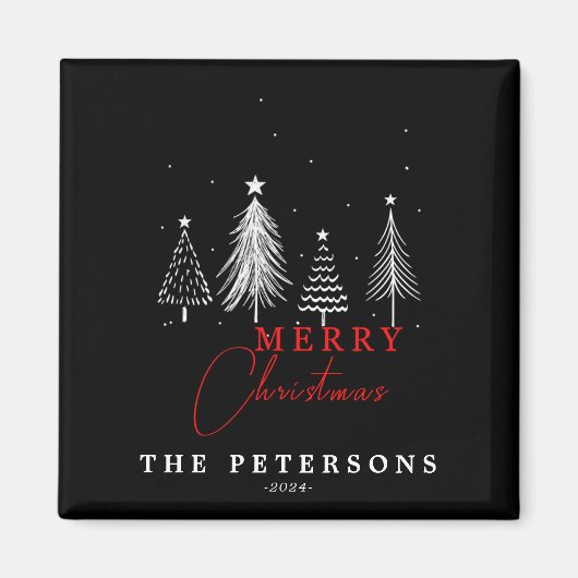 シンプルエレガントクリスマスパイン |黒 マグネット (正面)