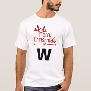 シンプルエレガントクリスマスモノグラムの姓 Tシャツ