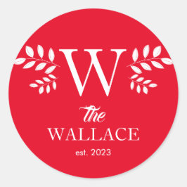 シンプルエレガントクリスマスモノグラムの家族 ラウンドシール