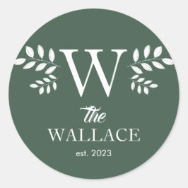 シンプルエレガントクリスマスモノグラムの家族 ラウンドシール