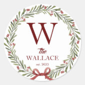 シンプルエレガントクリスマスモノグラムの家族 ラウンドシール (正面)