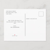 シンプルエレガントクリスマスリース書道移動 案内ポストカード (裏面)