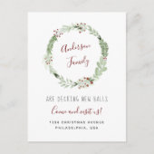 シンプルエレガントクリスマスリース書道移動 案内ポストカード (正面)