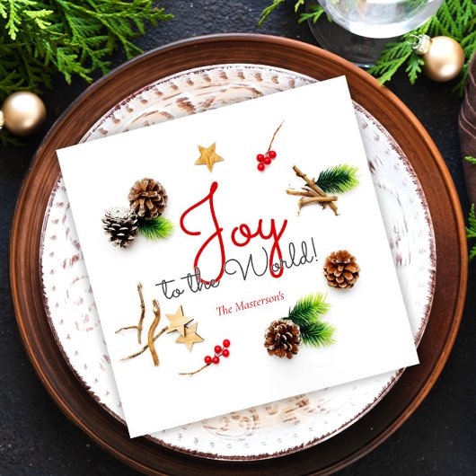 シンプルエレガントクリスマス喜びリース スタンダードカクテルナプキン