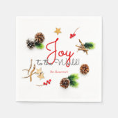 シンプルエレガントクリスマス喜びリース スタンダードカクテルナプキン (正面)