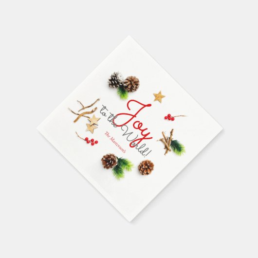 シンプルエレガントクリスマス喜びリース スタンダードカクテルナプキン (角)