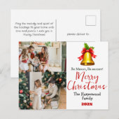 シンプルエレガントクリスマス家族の写真コラージュ シーズンポストカード (正面/裏面)