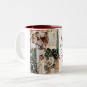 シンプルエレガントクリスマス家族の写真コラージュ ツートーンマグカップ (正面左)