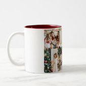 シンプルエレガントクリスマス家族の写真コラージュ ツートーンマグカップ (左)