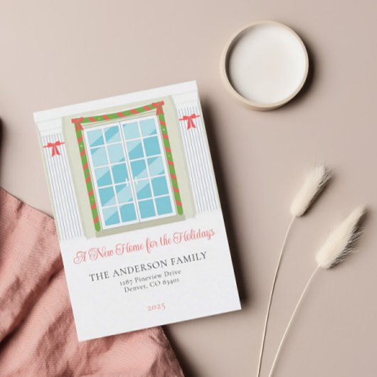 シンプルエレガントクリスマス引越し案内カード シーズンポストカード