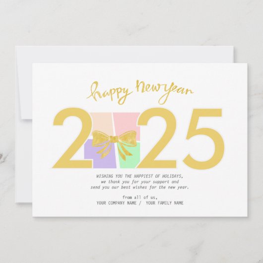 シンプルエレガントクリスマス新年ギフトボックスボウ シーズンカード (正面)