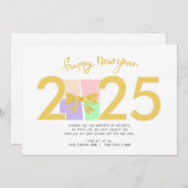 シンプルエレガントクリスマス新年ギフトボックスボウ シーズンカード (正面/裏面)