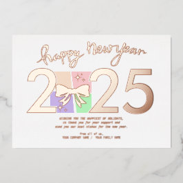 シンプルエレガントクリスマス新年ギフトボックスボウ 箔シーズンカード