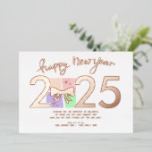 シンプルエレガントクリスマス新年ギフトボックスボウ 箔シーズンカード (立ち正面)