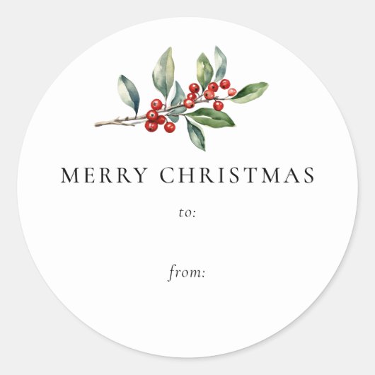 シンプルエレガントクリスマス植物用ギフトラベル ラウンドシール (正面)
