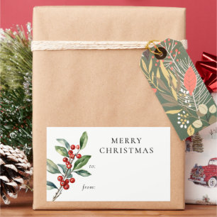 シンプルエレガントクリスマス植物用ギフトラベル 長方形シール