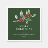 シンプルエレガントクリスマス水彩植物学 スタンダードカクテルナプキン (正面)