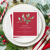 シンプルエレガントクリスマス水彩植物学 スタンダードカクテルナプキン