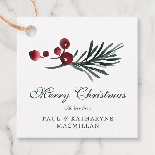 シンプルエレガントクリスマス水彩植物学 フェイバータグ (正面)