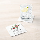 シンプルエレガントクリスマス水彩植物学 ペーパーコースター (インサイチュ)