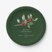 シンプルエレガントクリスマス水彩植物学 ペーパープレート (正面)
