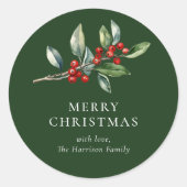 シンプルエレガントクリスマス水彩植物学 ラウンドシール (正面)