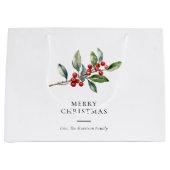 シンプルエレガントクリスマス水彩植物学 ラージペーパーバッグ (正面)