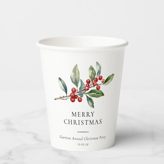シンプルエレガントクリスマス水彩植物学 紙コップ (裏面)