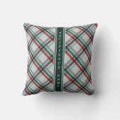シンプルエレガントクリスマス赤い緑の格子窓 クッション (裏面)
