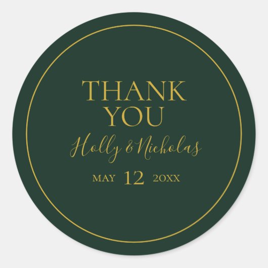 シンプルエレガントクリスマス |グリーンサンキューステッカー ラウンドシール (正面)