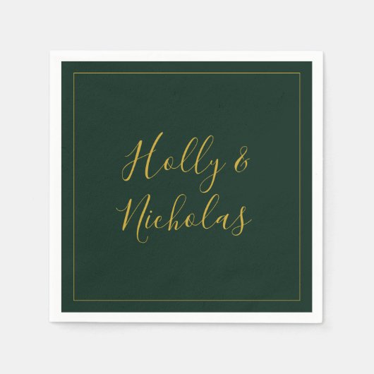 シンプルエレガントクリスマス |グリーン結婚のナプキンス スタンダードカクテルナプキン (正面)