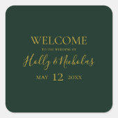 シンプルエレガントクリスマス |グリーン結婚の歓迎 スクエアシール (正面)