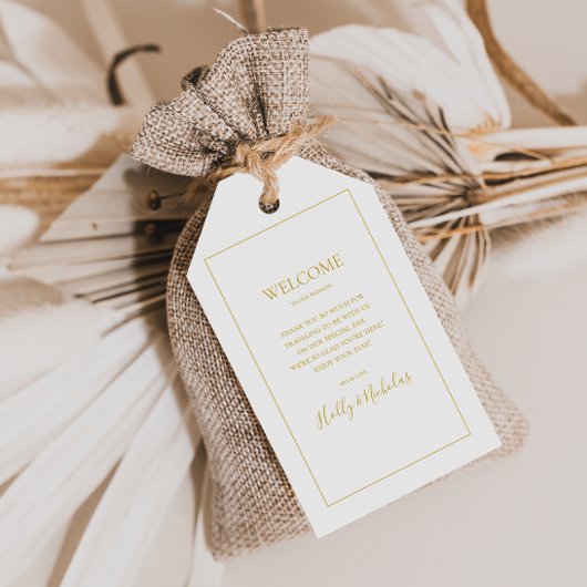 シンプルエレガントクリスマス |ホワイト結婚の歓迎 ギフトタグ